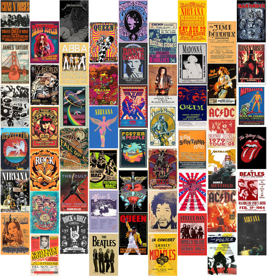 - EDUS 54PCS Vintage Rock Wall Collage Kit | Nirvana/Band Posters | Retro Music Concert Album -