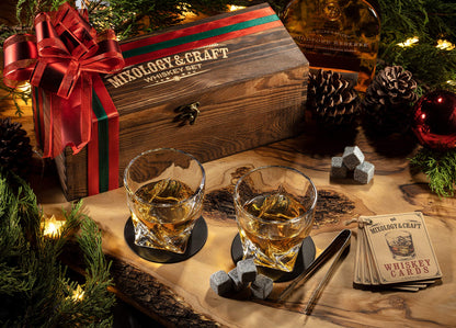 - Whiskey Stones Gift Set for Men | Whiskey Glass and Stones Set with Wooden Box