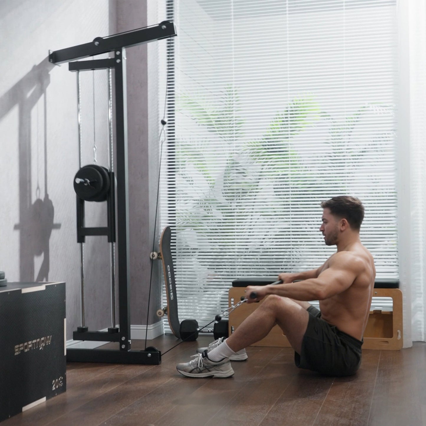 SPORTNOW Wall Mounted Lat Pull Down Machine, Crossover Cable Machine with High & Low Pulleys for Home Gym Full Body Workout