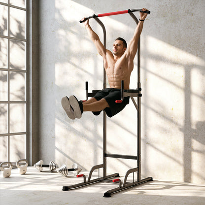 HOMCOM Power Tower Station with Dip Stand, Pull Up Bar Home Office Gym Training Workout Equipment