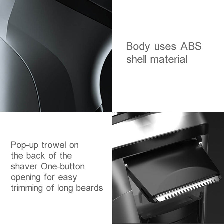 Original Xiaomi ENCHEN Water Proof Triple Rotary Double Ring Blade Shaving Head Electric Rechargeable Shaver For Men(Silver)