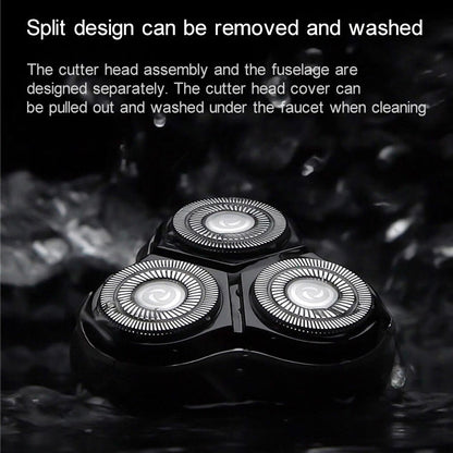 Original Xiaomi ENCHEN Water Proof Triple Rotary Double Ring Blade Shaving Head Electric Rechargeable Shaver For Men(Silver)