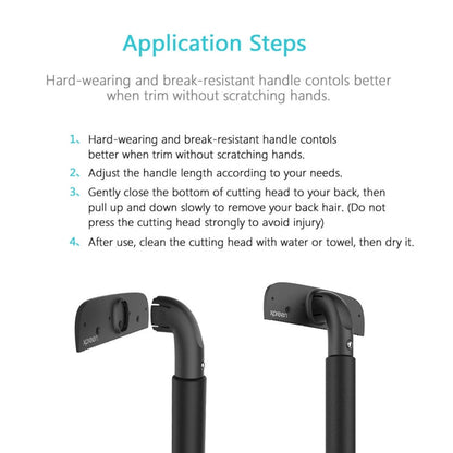 XPREEN XPRE034 Stretchable Handle Stainless Steel Blade Back Shaver Adjustable Back Razor with Lanyard for Men(Black)