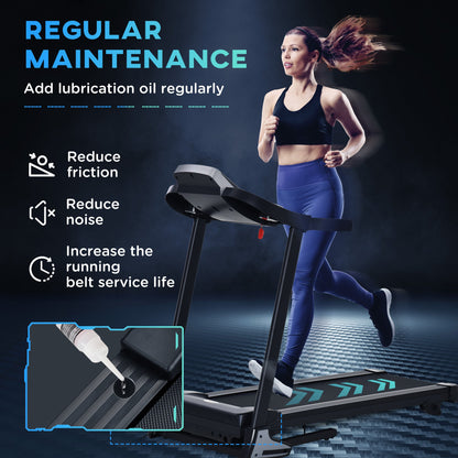 HOMCOM Folding Treadmill, 2.0HP Incline Treadmill Running Machine, 12.8 km/h, with LED Display, Manual Incline, 12 Preset Programs, Drink & Phone Holder for Home Gym Fitness