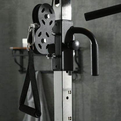 SPORTNOW Home Gym Machine, Multifunctional Gym Equipment with High and Low Pulleys, Pull Up Bar, 15-Position Adjustable Strength Training Workout Station for Full Body Fitness