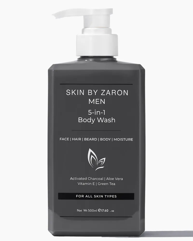 Skin by Zaron Men 5-in-1 Body Wash | Activated Charcoal | Aloe Vera | Vitamin E