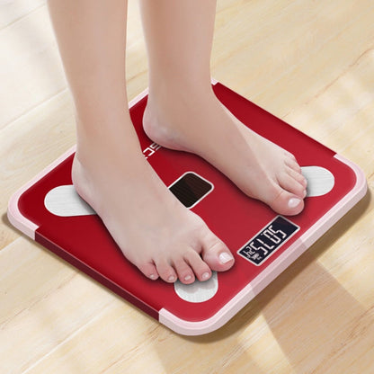 ISCRLE7 Smart Weight Scale Bluetooth Body Fat Measuring Instrument Light Energy Charging(Red)