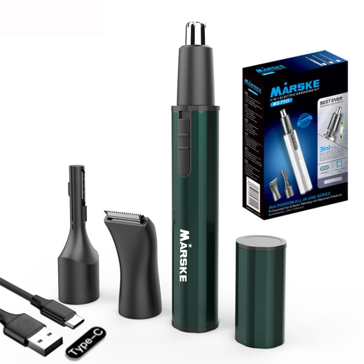 MARSKE  MS-7111 3 In 1 Electric Nose Hair Trimmer Type-C Rechargeable Grooming Instrument(Black)