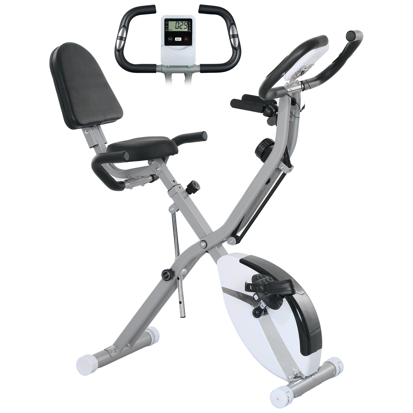 SPORTNOW Folding Exercise Bike with Arm Bands and Hand Pulse Sensor
