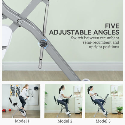 SPORTNOW Folding Exercise Bike with Arm Bands and Hand Pulse Sensor