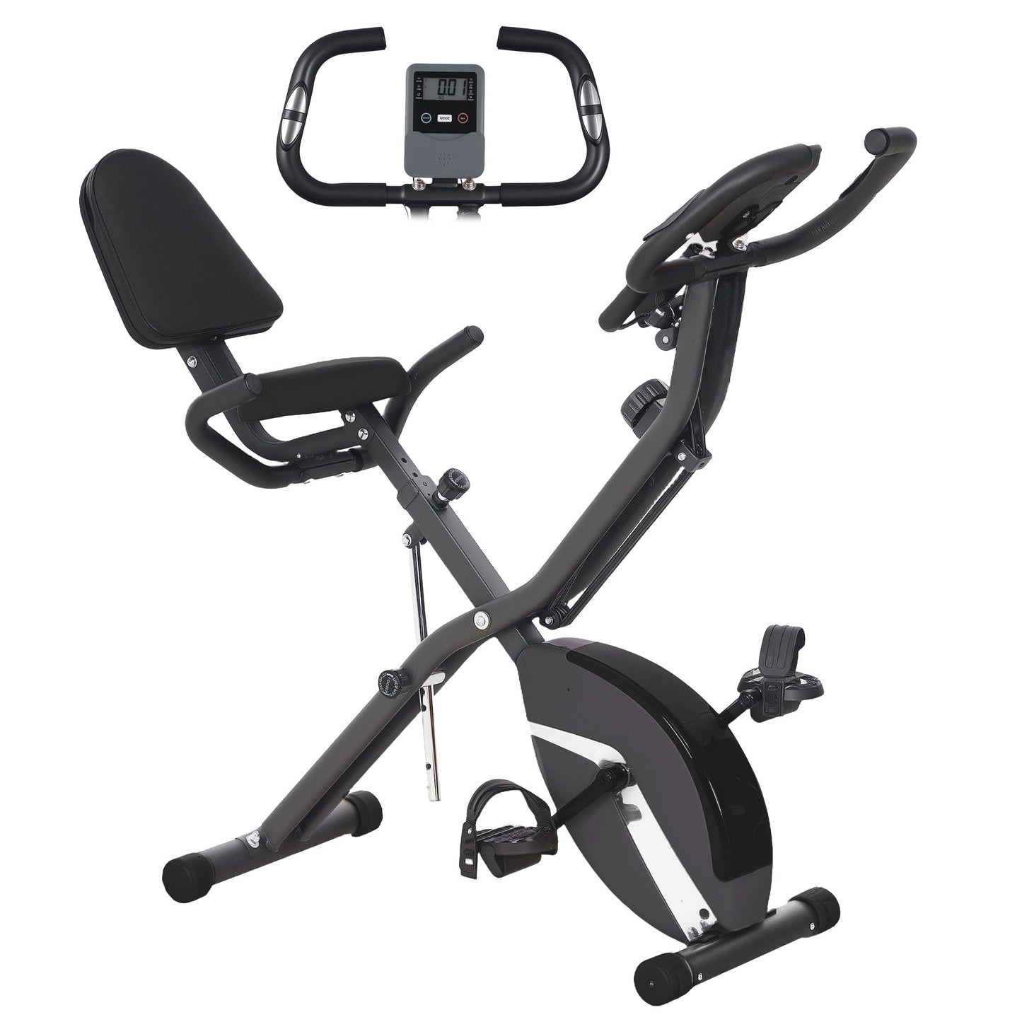 SPORTNOW Folding Exercise Bike with Arm Bands and Hand Pulse Sensor