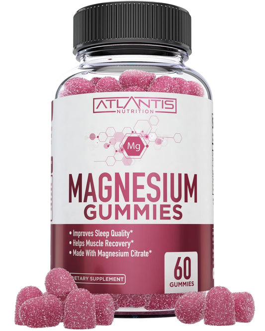 Atlantis Nutrition Magnesium Citrate Gummies – 770mg Magnesium Citrate for Kids & Adults | Supports Muscle Recovery, Eases Cramps, Promotes Calmness & Better Sleep | 60 Vegan Gummies