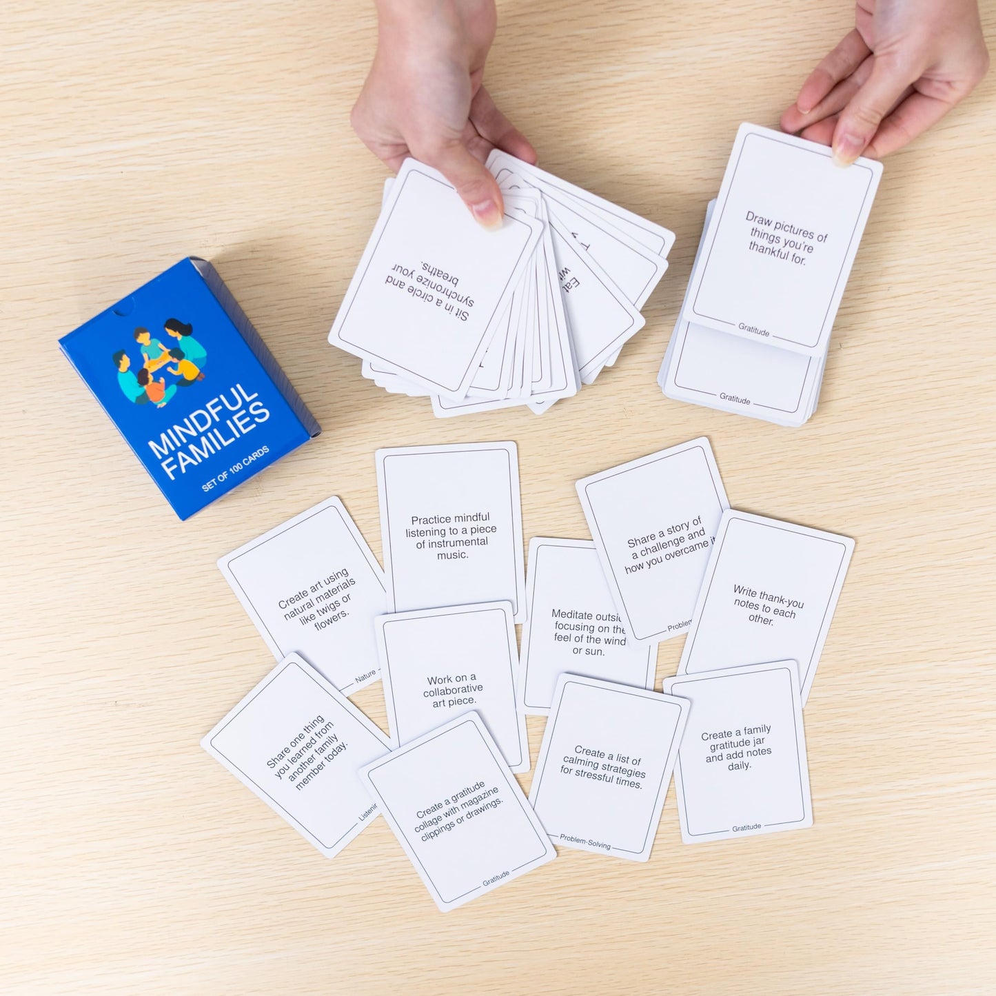 BayWel 100 Mindful Families Conversation Cards – Mindfulness Prompts for Home, Travel & Therapy