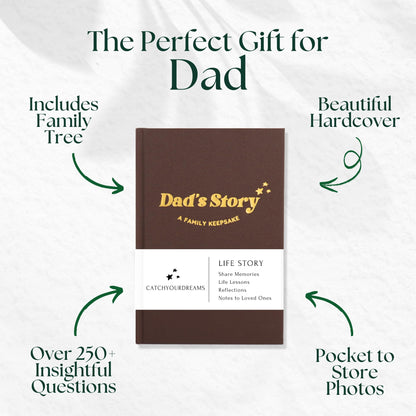 Dad's Story Journal (Hardcover) – 250+ Prompts | CATCHYOURDREAMS