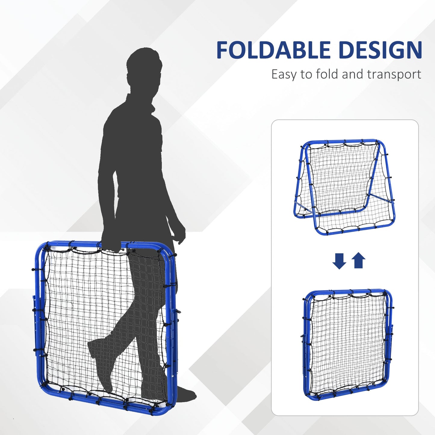 HOMCOM Double Sided Football Rebounder Net, Football Rebound Goal with Five Adjustable Angles, Blue