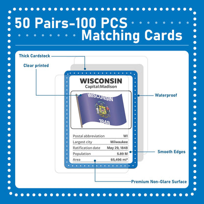 gisgfim – Flags of the United States Memory Game: 50 State Flags & Geography Learning Cards