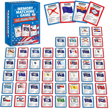 gisgfim – Flags of the United States Memory Game: 50 State Flags & Geography Learning Cards