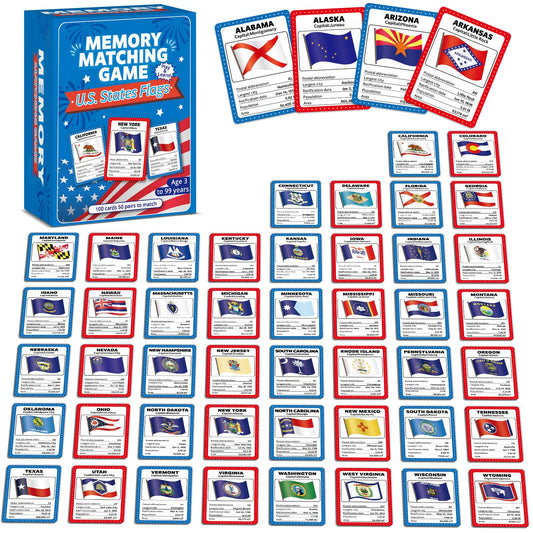 gisgfim – Flags of the United States Memory Game: 50 State Flags & Geography Learning Cards