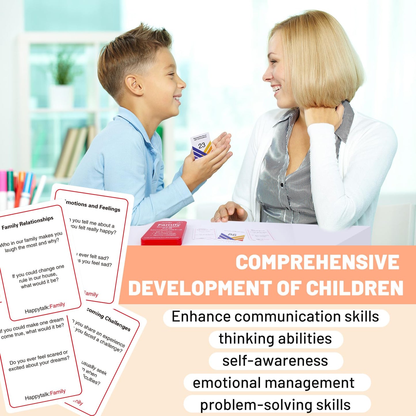 Happytalk Conversation Cards for Kids – 200 Engaging Prompts for Family Time and Travel