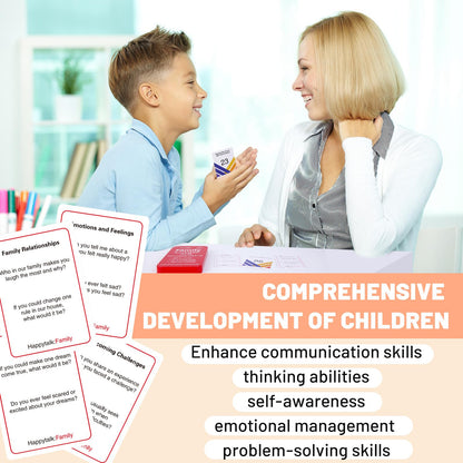 Happytalk Conversation Cards for Kids – 200 Engaging Prompts for Family Time and Travel