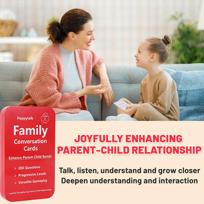 Happytalk Conversation Cards for Kids – 200 Engaging Prompts for Family Time and Travel