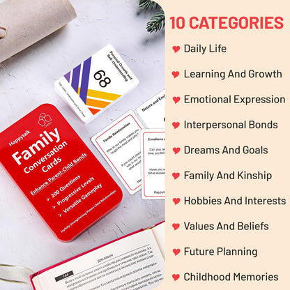 Happytalk Conversation Cards for Kids – 200 Engaging Prompts for Family Time and Travel