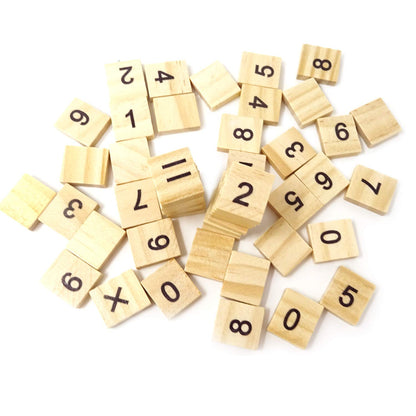 Honbay 100Pcs Wooden Scrabble Tiles – Numbers & Symbols for Craft, Games & Early Learning
