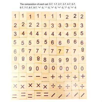 Honbay 100Pcs Wooden Scrabble Tiles – Numbers & Symbols for Craft, Games & Early Learning