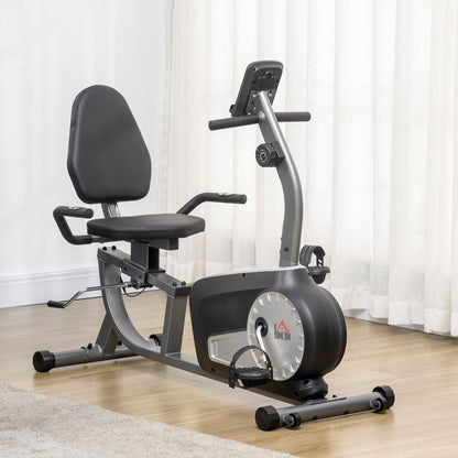 HOMCOM Exercise Bike with LCD Display, Stationary Bike with Quiet 8-Level Magnetic Resistance, Adjustable Seat and Backrest, Indoor Cycling Exercise Equipment for Home Gym Fitness Workout Training