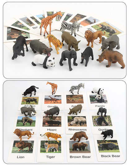 MIKNEKE 24 Small Animal Figurines – Montessori Matching Game for Preschool Learning