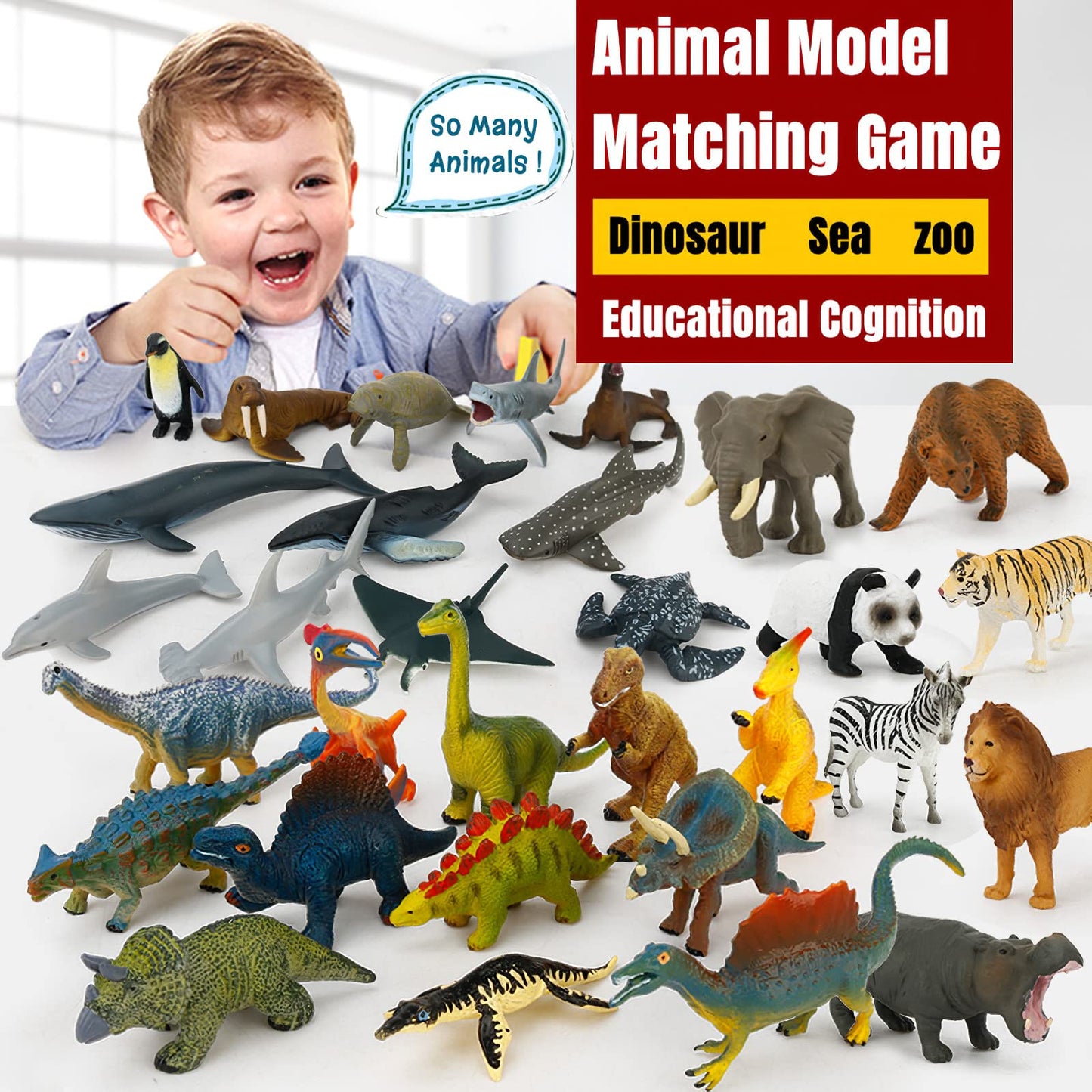 MIKNEKE 24 Small Animal Figurines – Montessori Matching Game for Preschool Learning