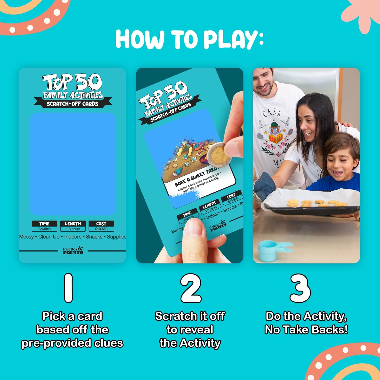 Palettes and Prints - Top 50 Family Activities: Scratch-Off Deck for Bonding & Fun