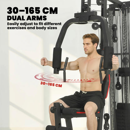 SPORTNOW Home Multi Gym Smith Machine with 65kg Weight Stack, Cable Pulley System, Chest Station, Preacher Pad & Leg Developer