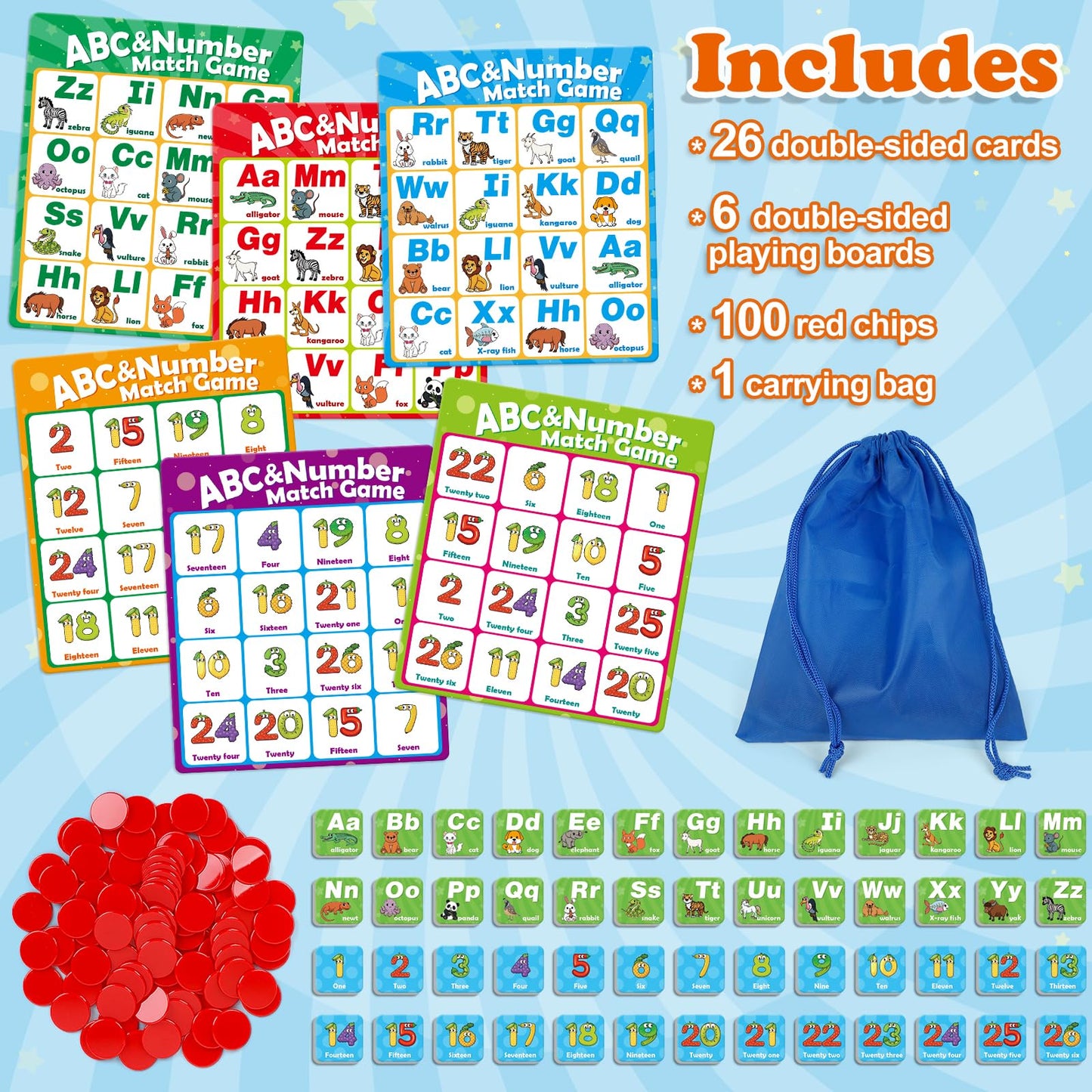Quilinz Alphabet Bingo Game for Kids — ABC & 123 Learning