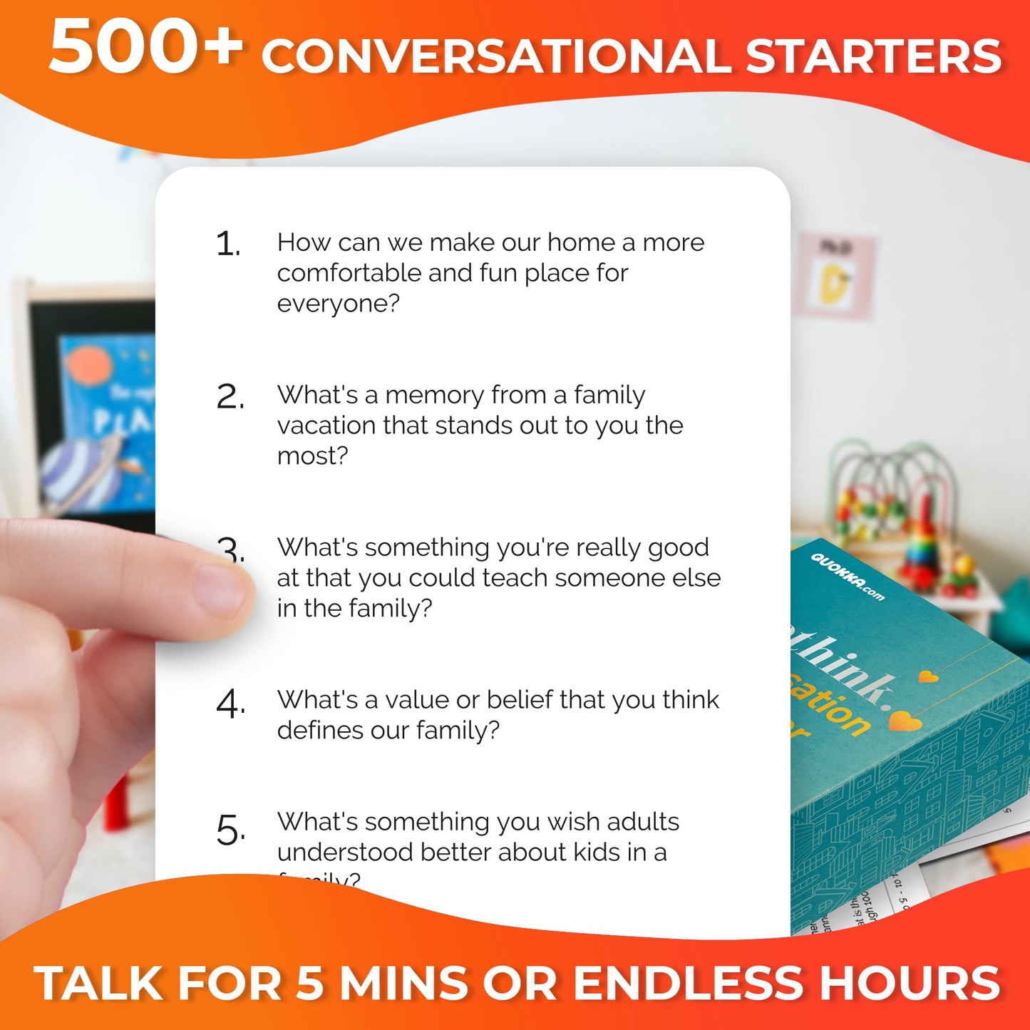 QUOKKA Conversation Cards Game - Family Edition | 500 Questions for Family Night