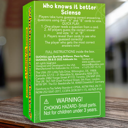 QUOKKA Who Knows Better? Science Family Card Trivia Game | Fun Learning for All Ages