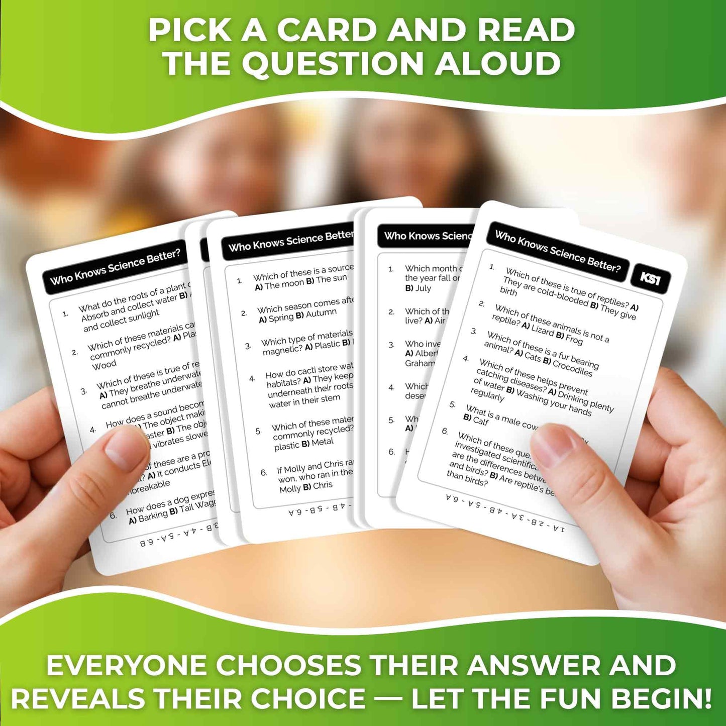 QUOKKA Who Knows Better? Science Family Card Trivia Game | Fun Learning for All Ages