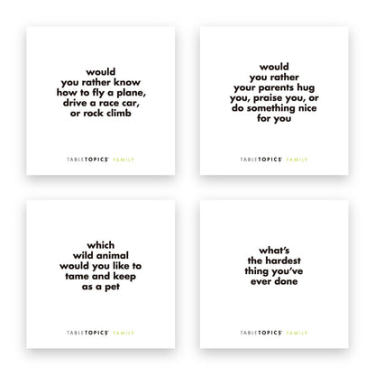 TableTopics Family Conversation Cards — 135 Questions for Kids & Parents | Dinnertime, Game Night, Classroom