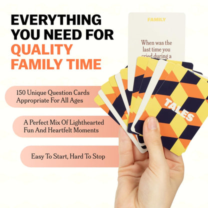 TALES 150 Conversation Cards – Family Edition for Dinners, Game Nights & Meaningful Connections