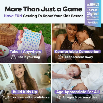 Talking Point Cards – 200 Kids Conversation Cards for Family Dinners & Road Trips