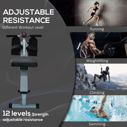 Premium HOMCOM 12-Level Rowing Machine for Total-Body Fitness & Cardio Training