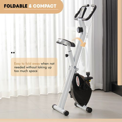 SPORTNOW Folding Exercise Bike with Heart-Rate Sensor for Home Use
