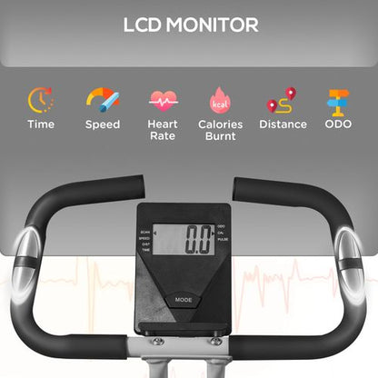SPORTNOW Folding Exercise Bike with Heart-Rate Sensor for Home Use