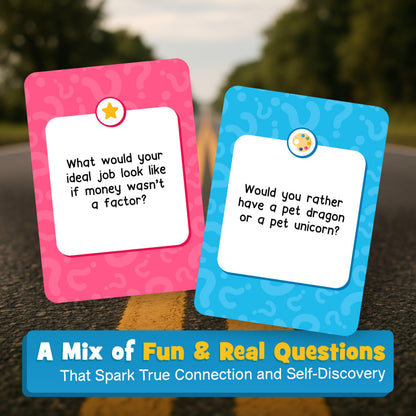 WELL BALANCED Bonding Miles - Road Trip Conversation Card Game for Kids, Teens and Adults | Travel Essentials