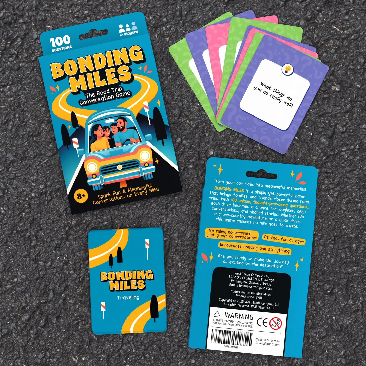 WELL BALANCED Bonding Miles - Road Trip Conversation Card Game for Kids, Teens and Adults | Travel Essentials