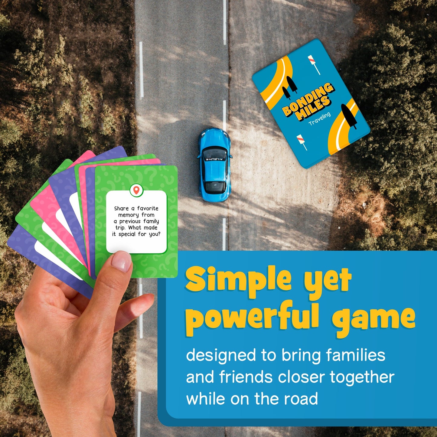 WELL BALANCED Bonding Miles - Road Trip Conversation Card Game for Kids, Teens and Adults | Travel Essentials